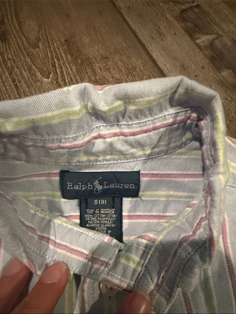 Boys Ralph Lauren Polo Pastel Stripe Button-Down Shirt - Classic Casual Size 8